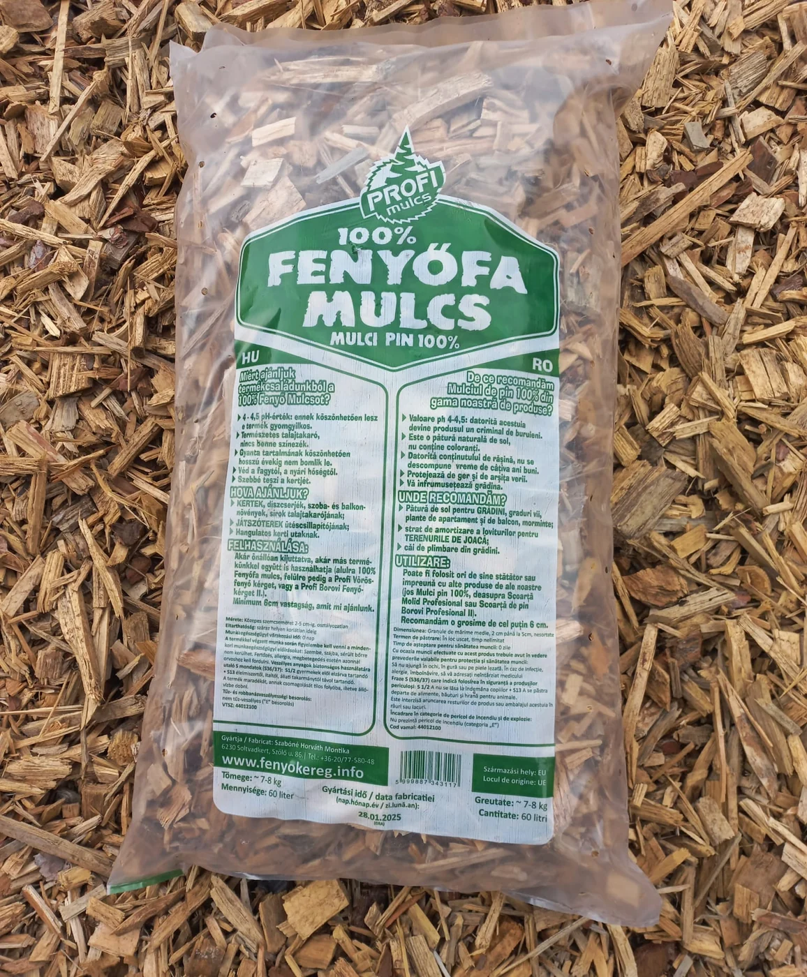 100% fenyőmulcs 4–6 cm, 60 l